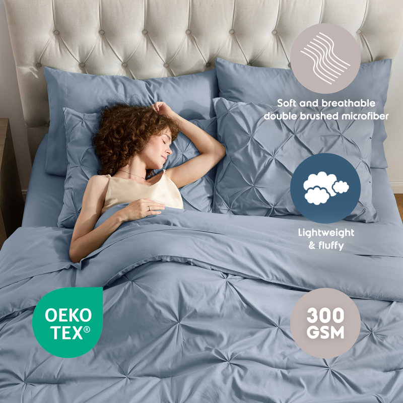 Stone Blue Queen Reversible Microfiber Bed in a Bag Set