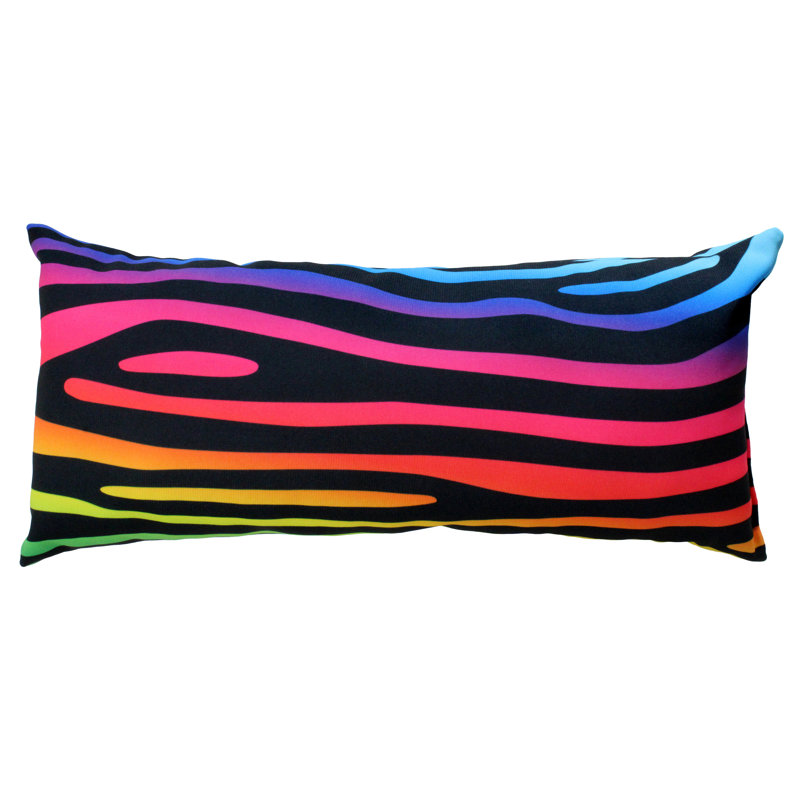 Animal Print Reversible Throw Pillow, Rainbow Gradient/Black