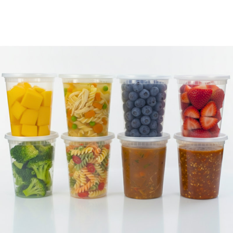 Contenants de charcuterie en plastique avec couvercles de format 32 onces - 24 ensembles