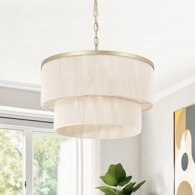 18" 3-Light Handwoven Rope Tiered Drum Chandelier