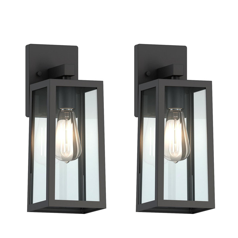 13"H Outdoor Wall Light with Matte Black Finish, 13.47" H x 5.28" W x 6.65" D