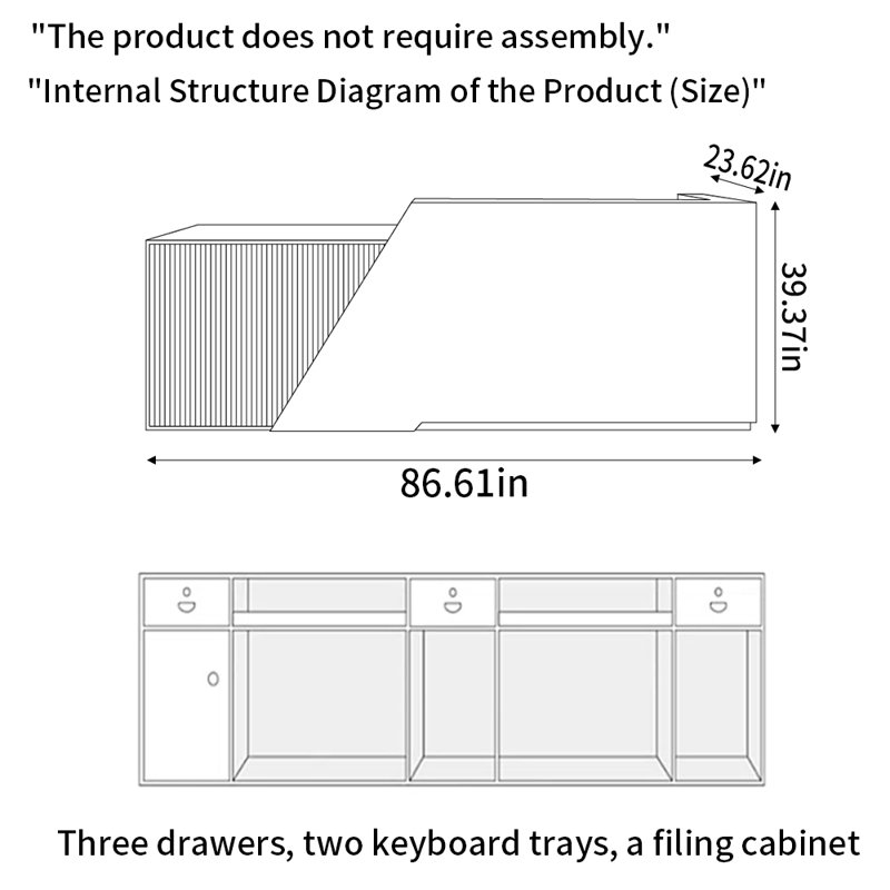 Multi-Functional Front Desk, Computer Desk, Sayreville with Locking Drawer, No Assembly Required