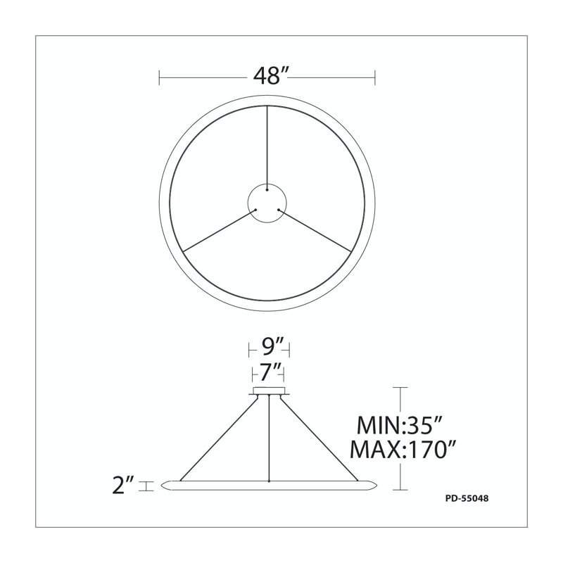 The Ring 1 - Light LED Pendant, 170" H x 48" W x 48" D, 3000K, Aluminum