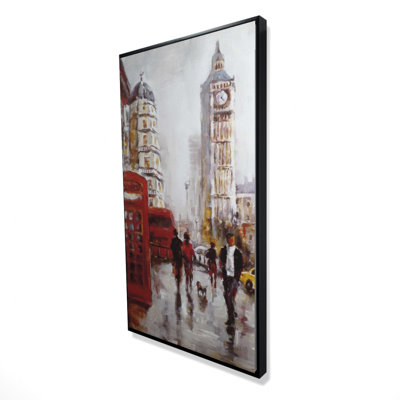 The big ben at london - 24"x48" Framed canvas
