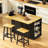 Large Kitchen Island with 2 Bar Stools, Power Outlet, Door Internal Storage Rack, and 5 Wheels for Versatile Mobility and Storage-1806759437