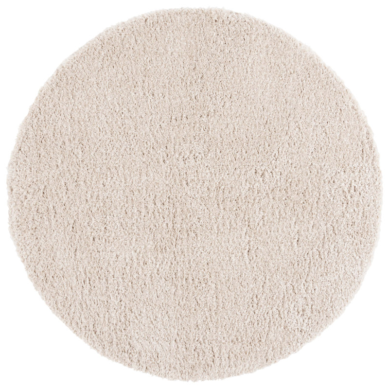 Tapis de couleur unie à poils longs Lindsay, Rond 6 pi 7 po