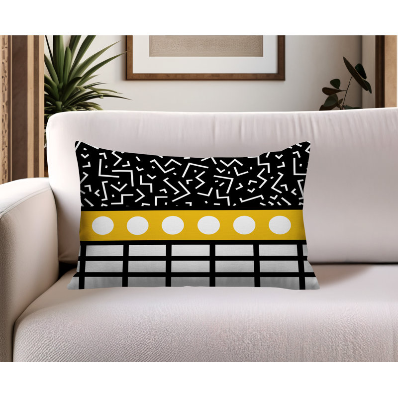 Oreiller rectangulaire réversible intérieur / extérieur Poptik, Rectangulaire H 14 po x l 20 po, Jaune