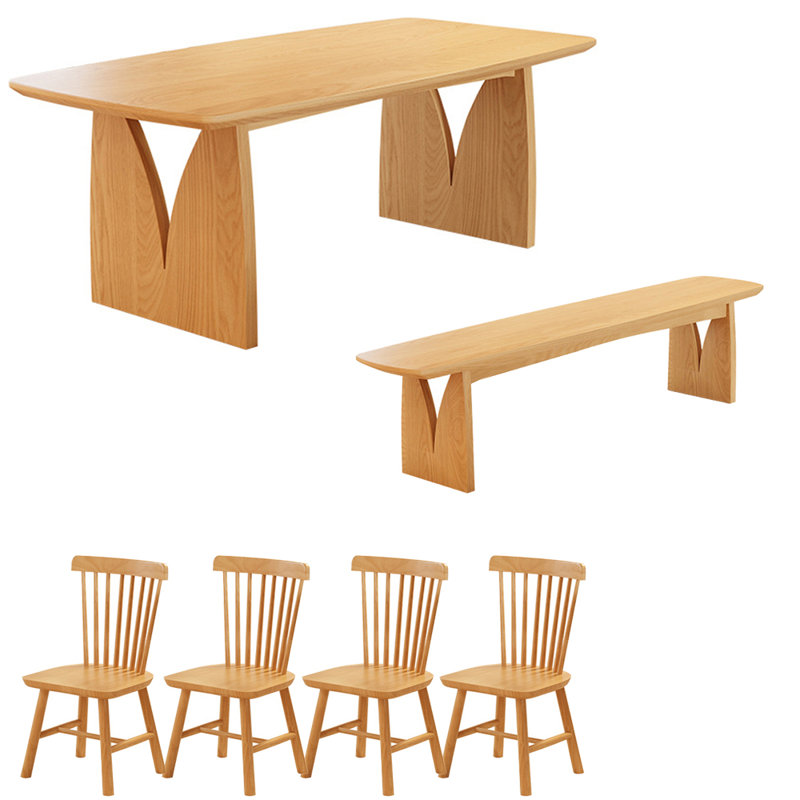 Ensemble de table de salle à manger rectangulaire moderne en bois massif, H 29,5 po x L 70,8 po x l 31,4 po