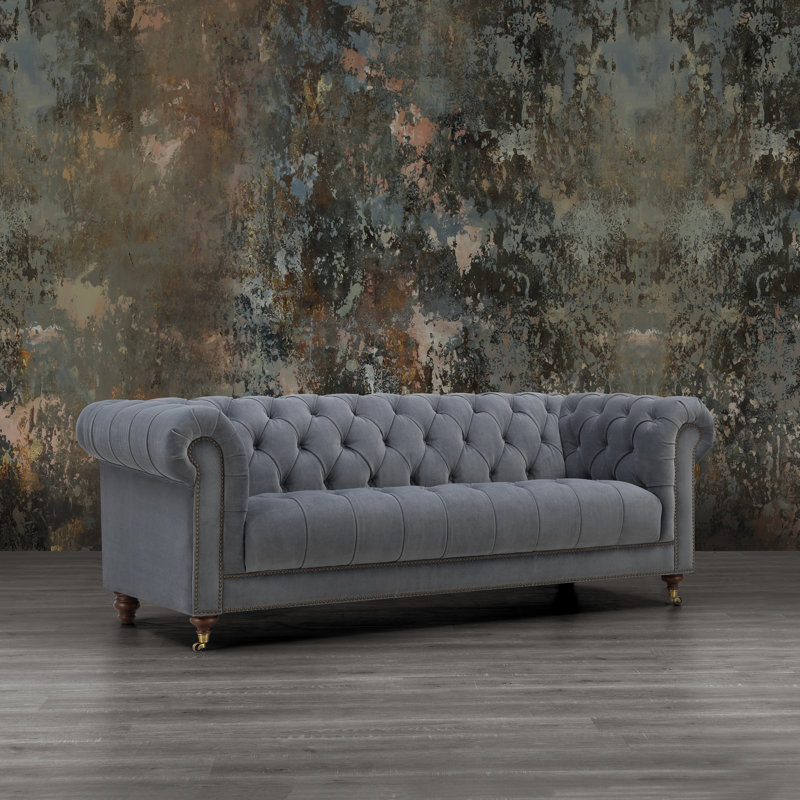 Aife 3.5 Seater with Pewter Velvet Fabric, Grey Oak feet & Pewter Studs