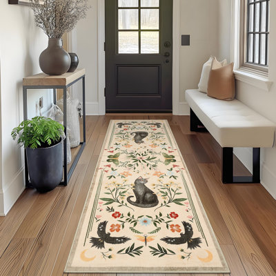 Tapis rétro lavable à la machine avec un envers en caoutchouc pour le salon Tapis de salle à manger antidérapant facile à nettoyer pour la chambre à coucher