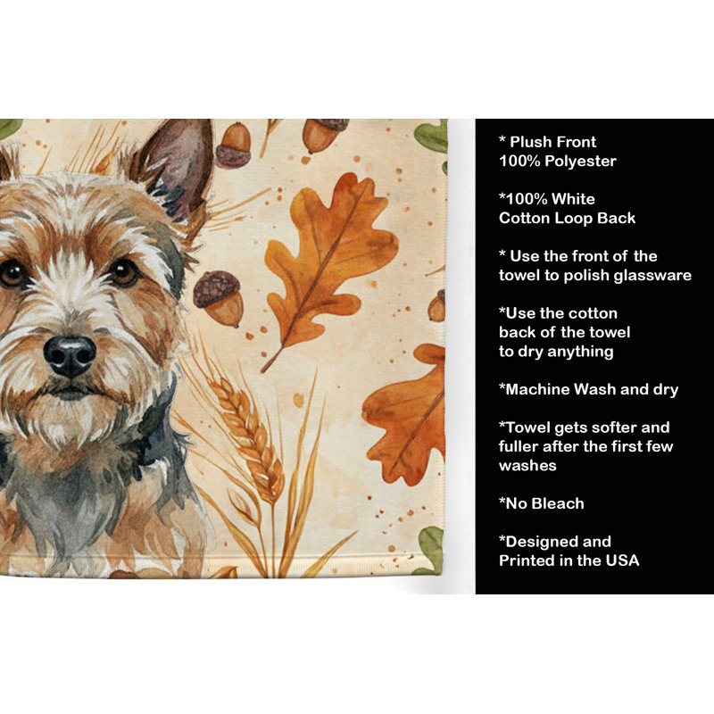 Norwich Terrier Heirloom Fall Kitchen Towel, Norwich Terrier
