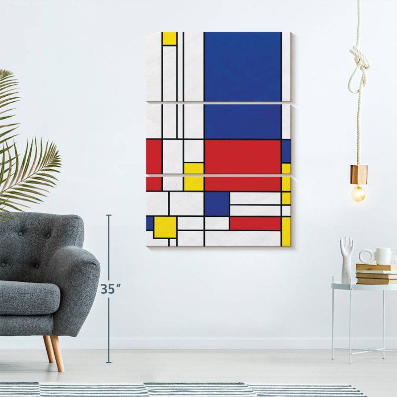 Impression géométrique sur toile géométrique Mondrian II, H 65 po x l 42 po x P 1,25 po