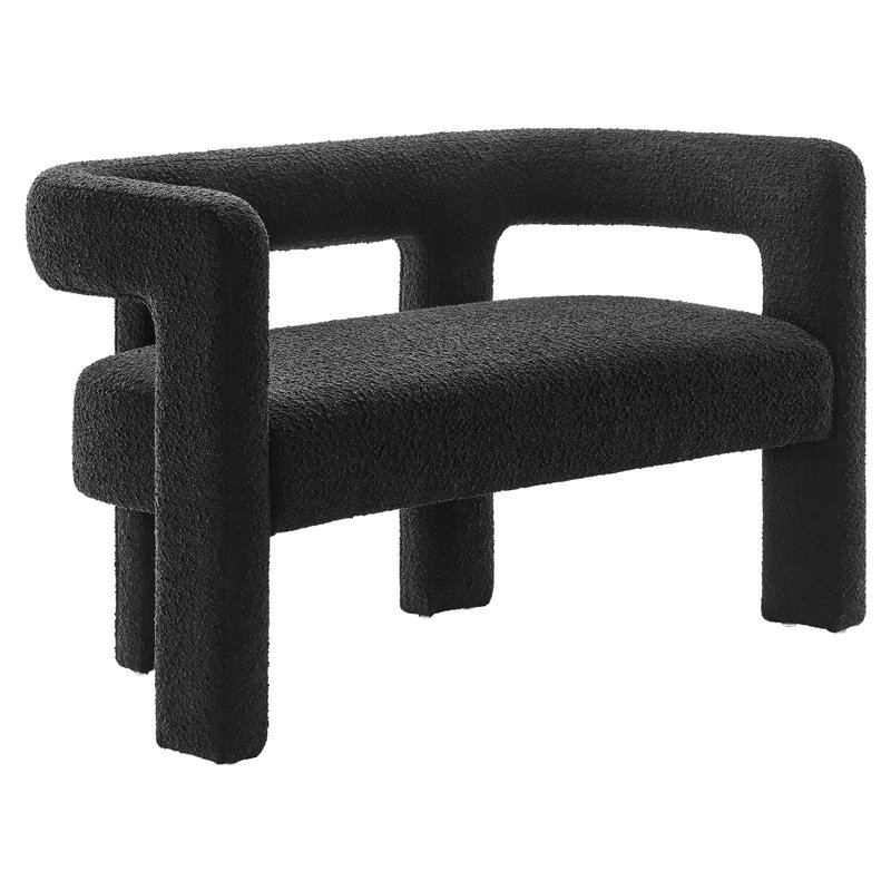 Modway Kayla Boucle Upholstered Loveseat, Black Boucle