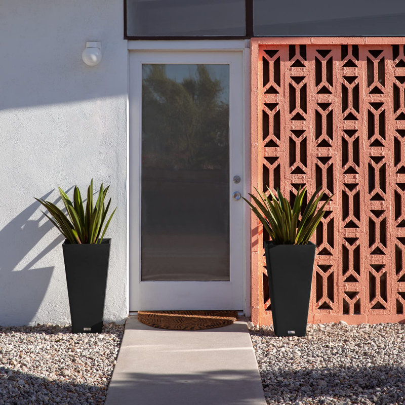 Pot à fleurs en plastique pour l'intérieur et l'extérieur, Noir