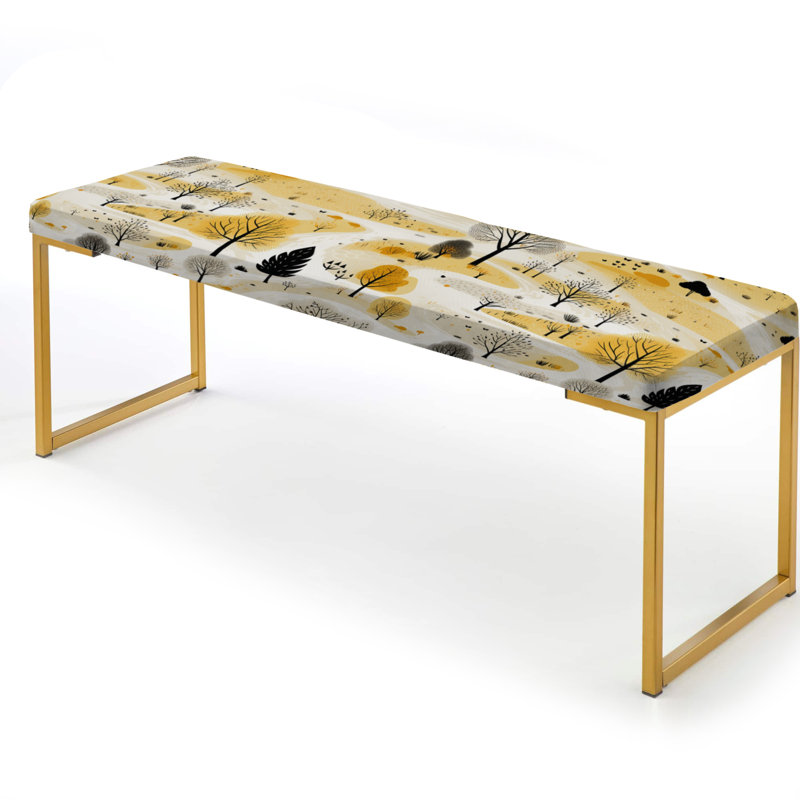 Automne jaune minimalisme paysage III - banc rembourré floral doré