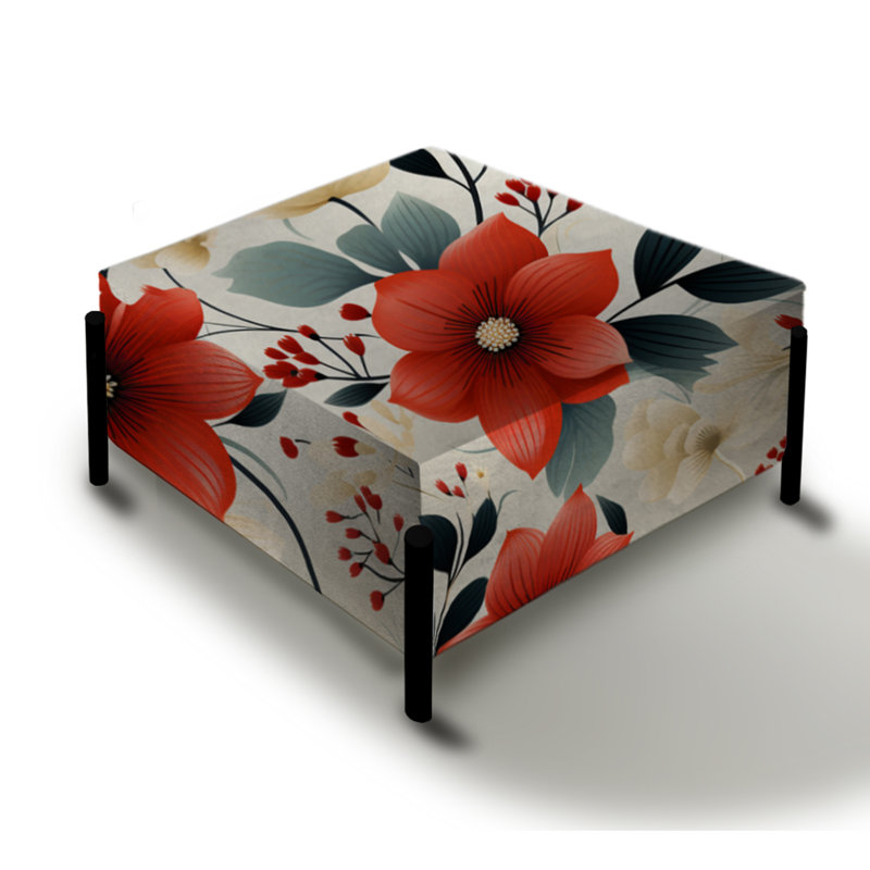 Vintage Romance Red Floral Bliss - Grand repose-pieds carré floral