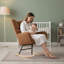 Chaise berçante en tissu doux et moelleux avec dossier à oreilles confortable et base en bois massif sécuritaire-1954195007