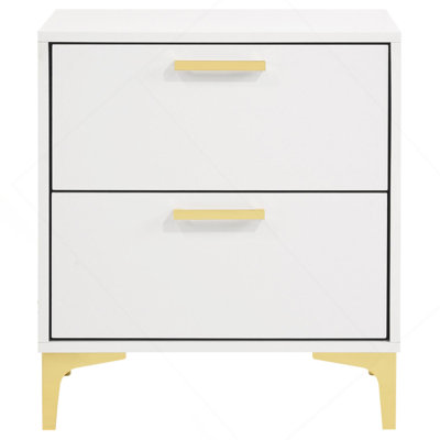 Black And Gold 2-Drawer Rectangular Nightstand