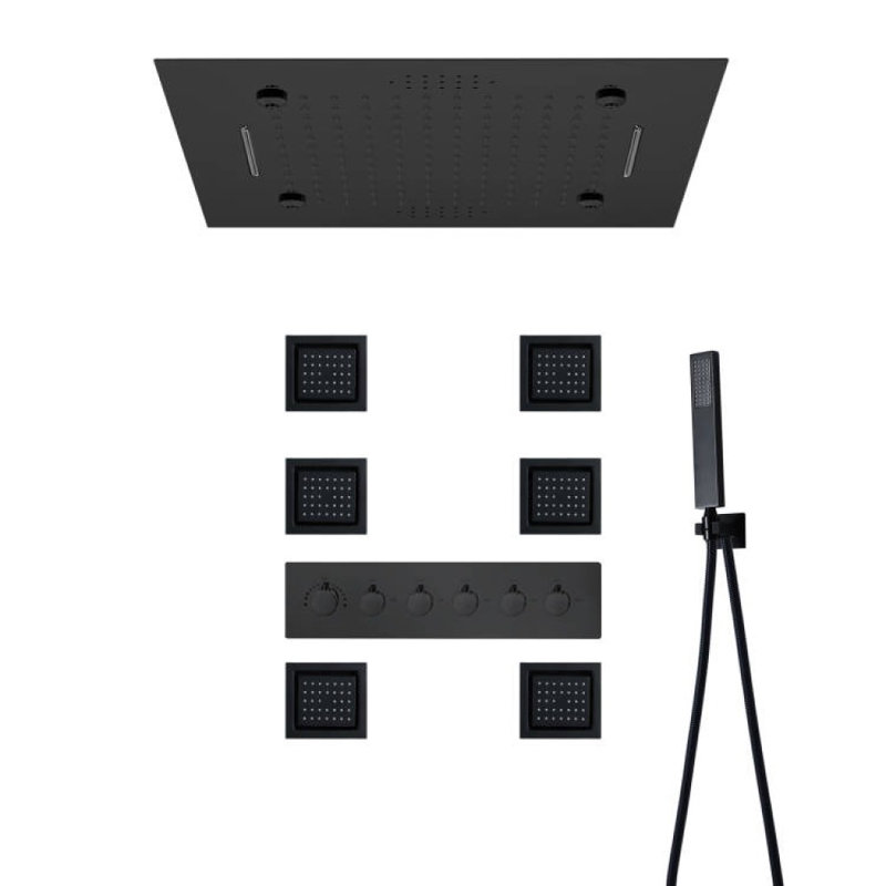 Thermostatic All-In-One Kit with Rough in-Valve, Black