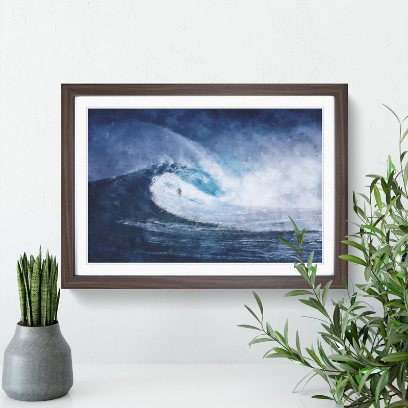 Surfing The Wave - Single Picture Frame Painting on MDF, Walnut, 24cm H x 33cm W x 2cm D