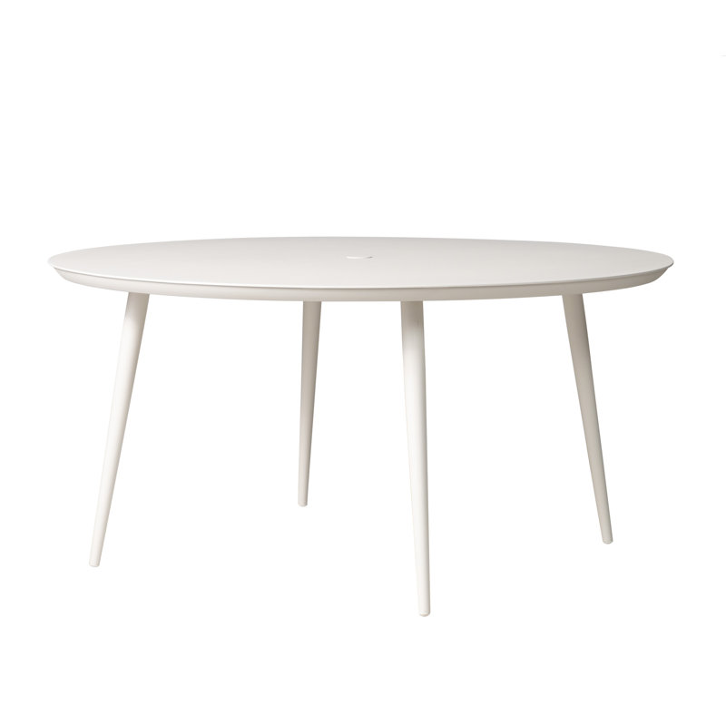59" Round Umbrella Table, White