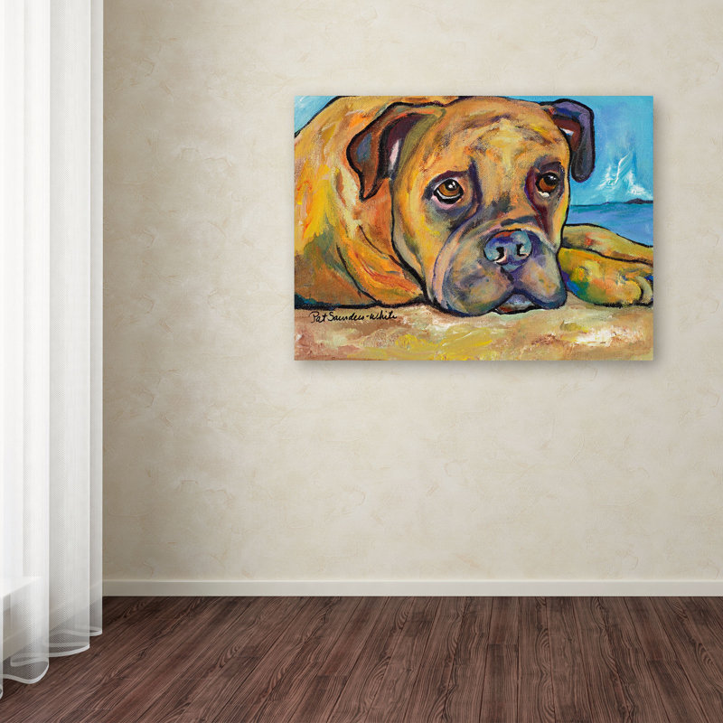 Large Framed Colorful Dog Canvas Print