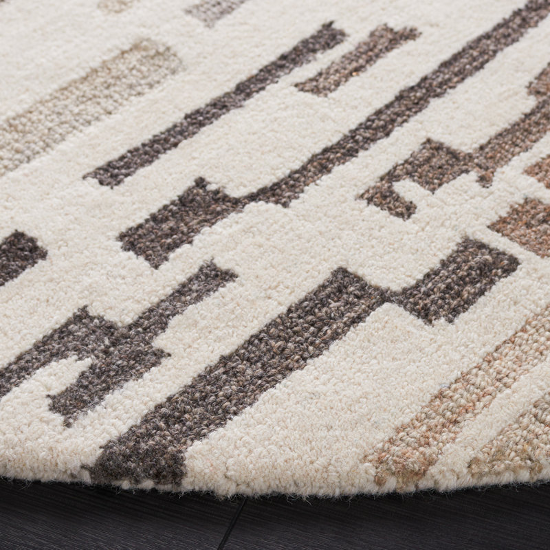 Kebbie Hand Tufted Wool Pile Abstract Rug, Round 6'