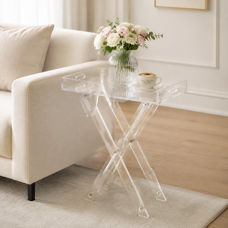 Folding Acrylic Tray Table, Modern Clear Side Table