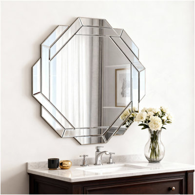 Miroir de salon 29,92 pouces, miroir mural biseauté sans cadre pour la décoration murale, la salle de bain, la salle à manger et le couloir