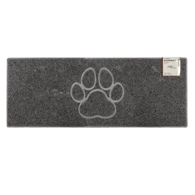 Paw Embossed Doormat, Rectangle 60 x 150cm, Grey