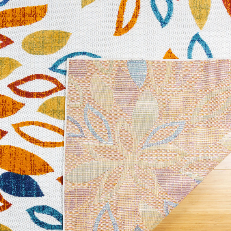 Gisely Danai Ivory Multicolored Bright Floral Polypropylene High Low Flatweave Indoor/ Outdoor All Weather Area Rug