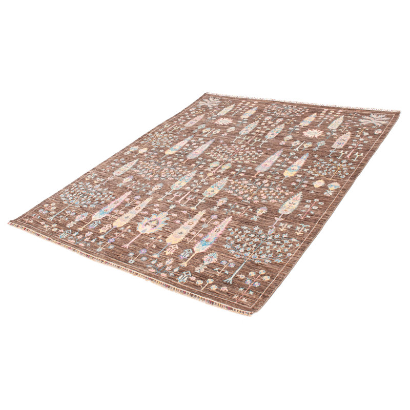 Tapis brun foncé moderne Ersari 8 pi 0 po x 9 pi 11 po