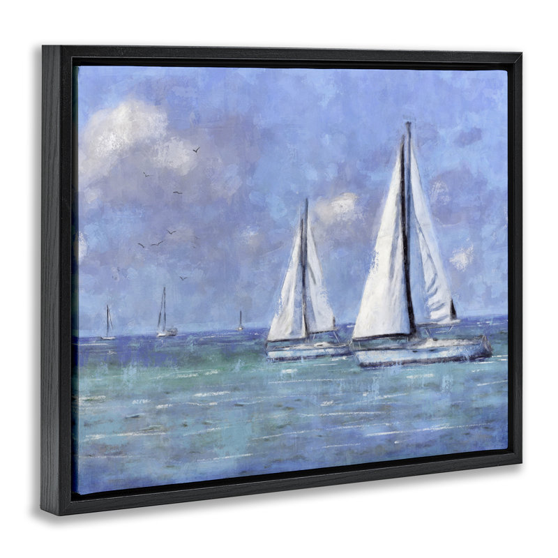Art mural sur toile flottant "Sailing Day" par Nina Blue, Cadre flottant noir de jais, H 17 po x l 21 po