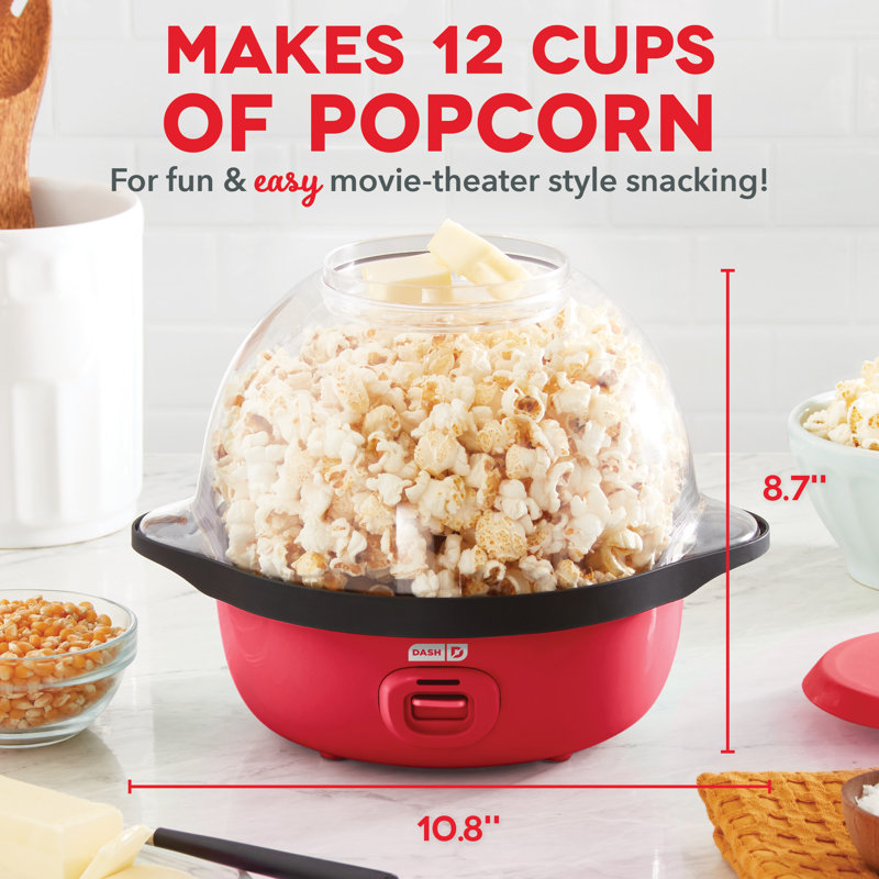DASH SmartStore Stirring Popcorn Maker, 3 qt., Red