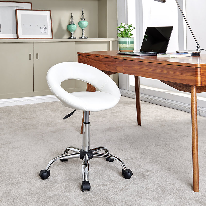Kurt Backed Adjustable Height Lab Stool Wheels, White