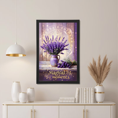 Lavender Bouquet With Magical Symbols Canvas Wrapped Wall Art Oil Painting Print Set Of 1