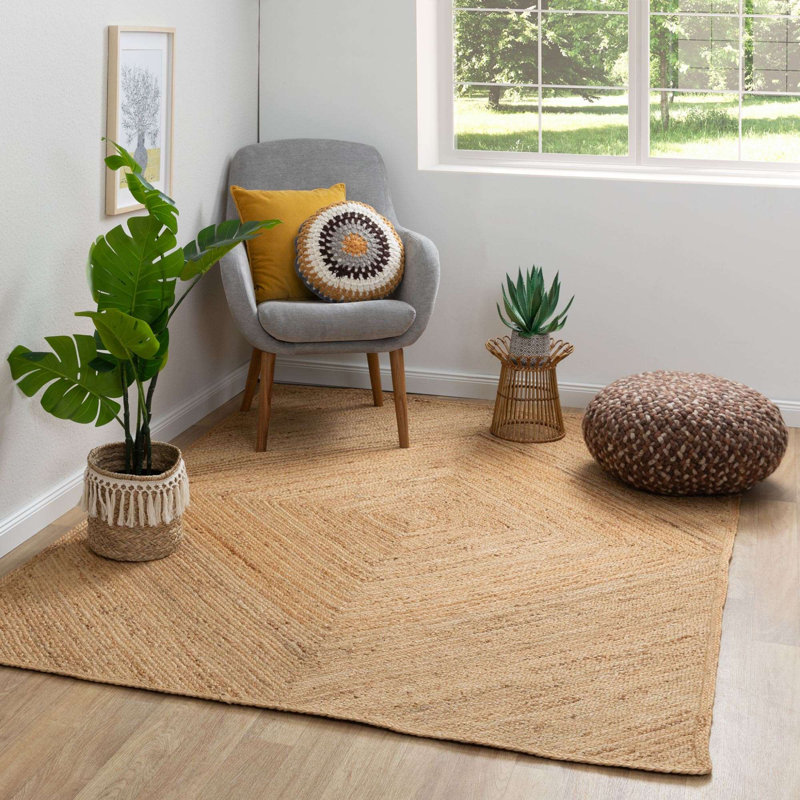 Allanna Geometric Shapes Jute / Sisal Braided Area Rug, Rectangle 200 x 240cm