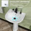 Lavabo sur pied en porcelaine vitrifiée en U avec trop-plein 20 po Ogonbrick