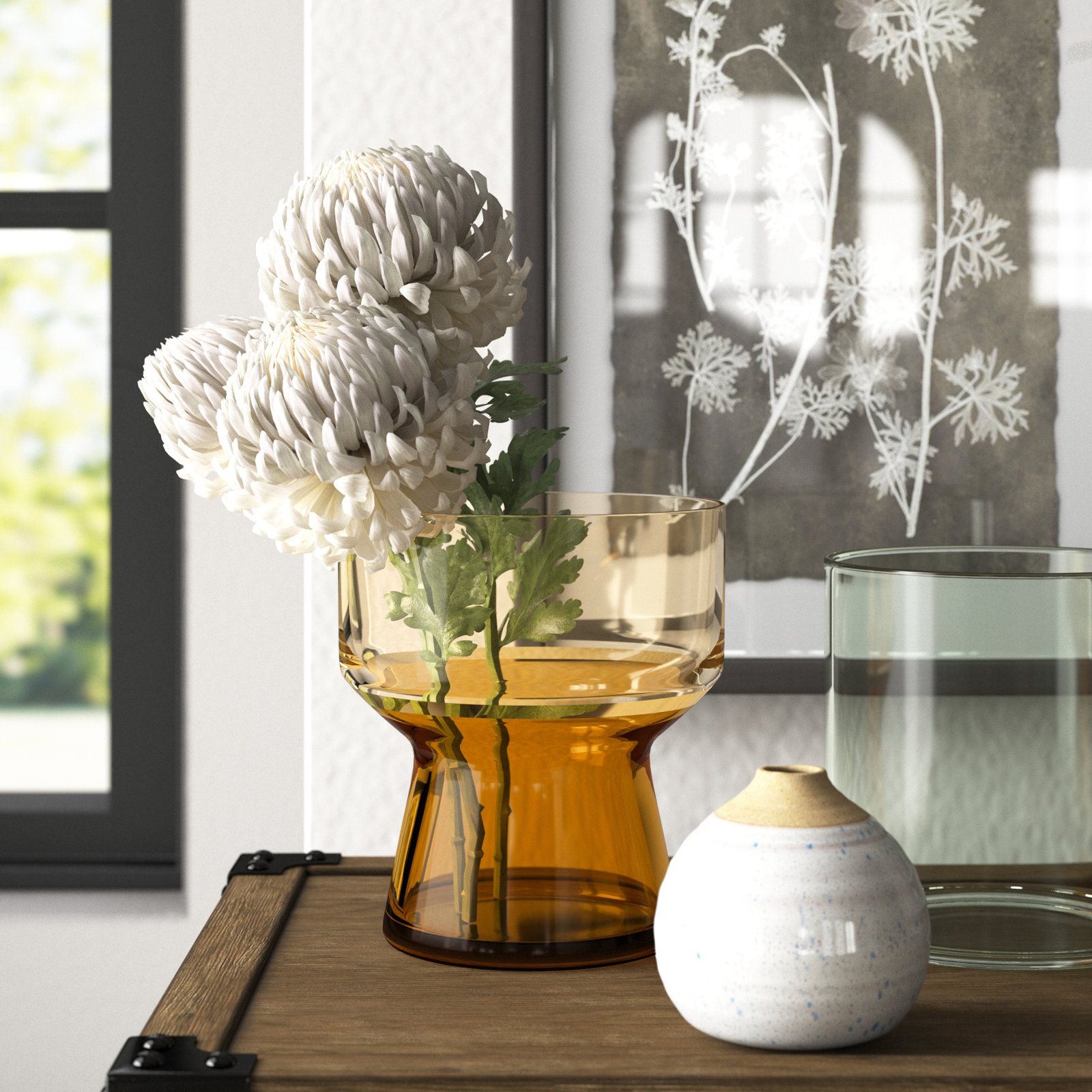 Clear Glass Table Vase, 6.75" H x 6" W x 6" D