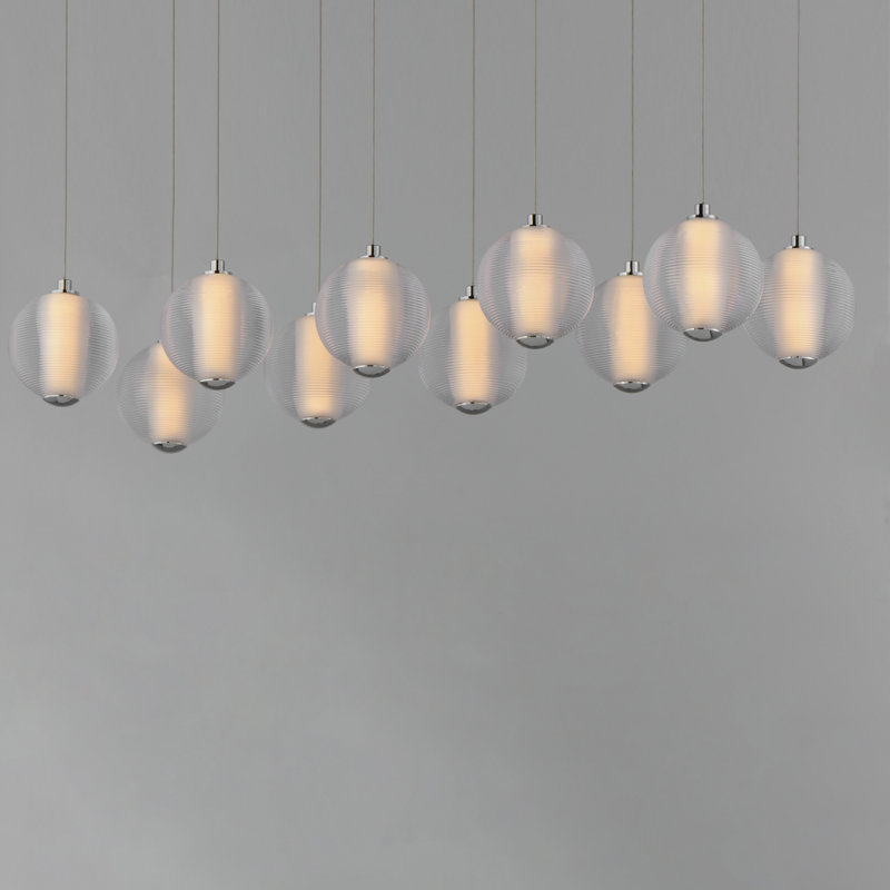 Luminaire suspendu à DEL 10 lumières Alicano, Chrome poli