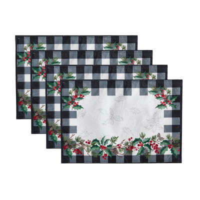 Kamesha Holly Farmhouse Charm Holiday Fabric Placemats