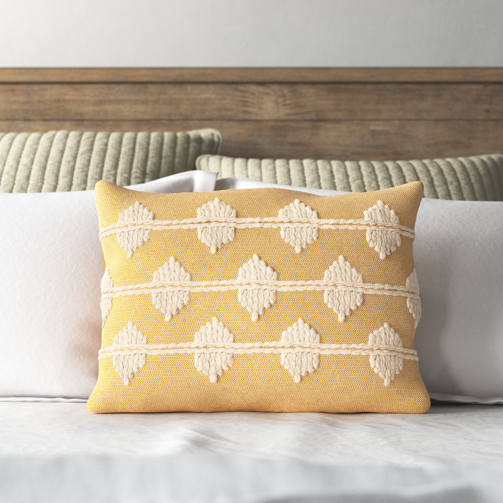 Heiden Embroidered Cotton Lumbar Throw Pillow, Gold