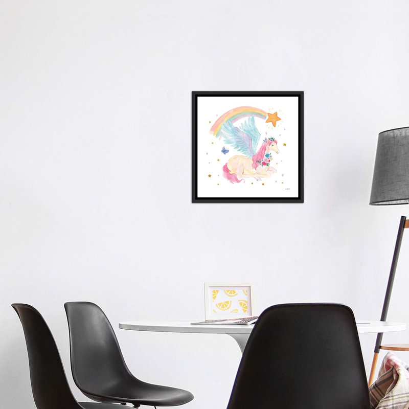 Décoration murale pour enfants Magical Friends II, H 26 po x l 26 po x P 1,5 po, Toile avec cadre noir patiné