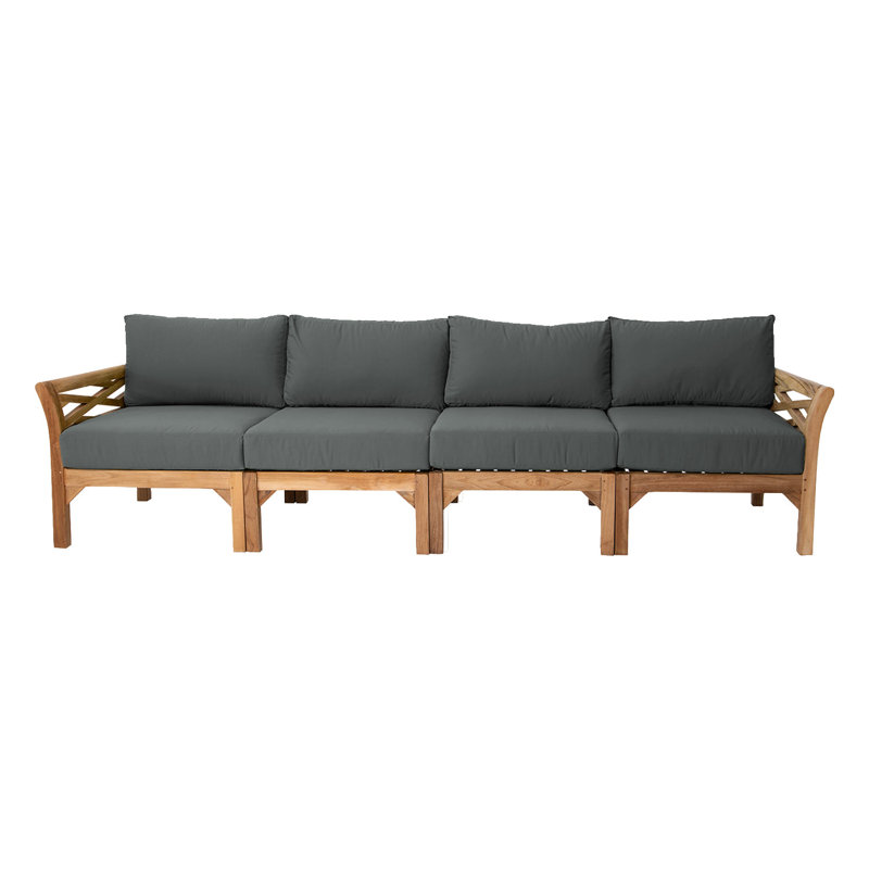 Monterey Teak Outdoor Deluxe Sofa with Sunbrella Cushions, Coal