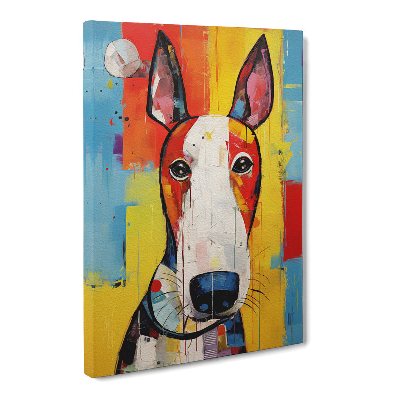 English Bull Terrier Expressionism - Wrapped Canvas, 60cm H x 40cm W x 3cm D