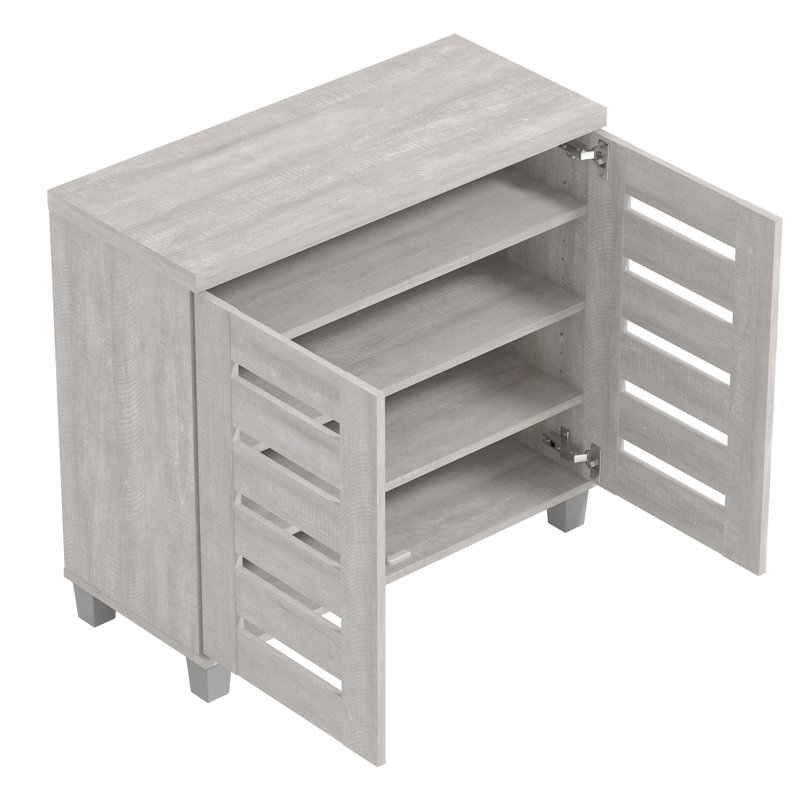 Armoire de rangement pour chaussures Millan, 12 paires, Chêne gris cendré