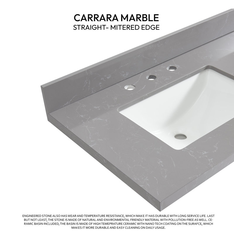 Jaen 61'' Reticulated Gray Composite Stone Double Vanity Top