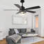 Ventilateur de plafond 52 po avec ensemble d'éclairage et télécommande et abat-jour en cristal réversible à 6 vitesses pour le salon
