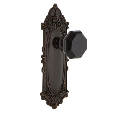Plaque victorienne avec bouton de porte Waldorf noir