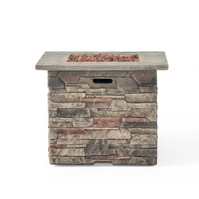 32'' Square Fire Pit, 40,000 , Concrete Grey Top, Lightweight Material , Construction